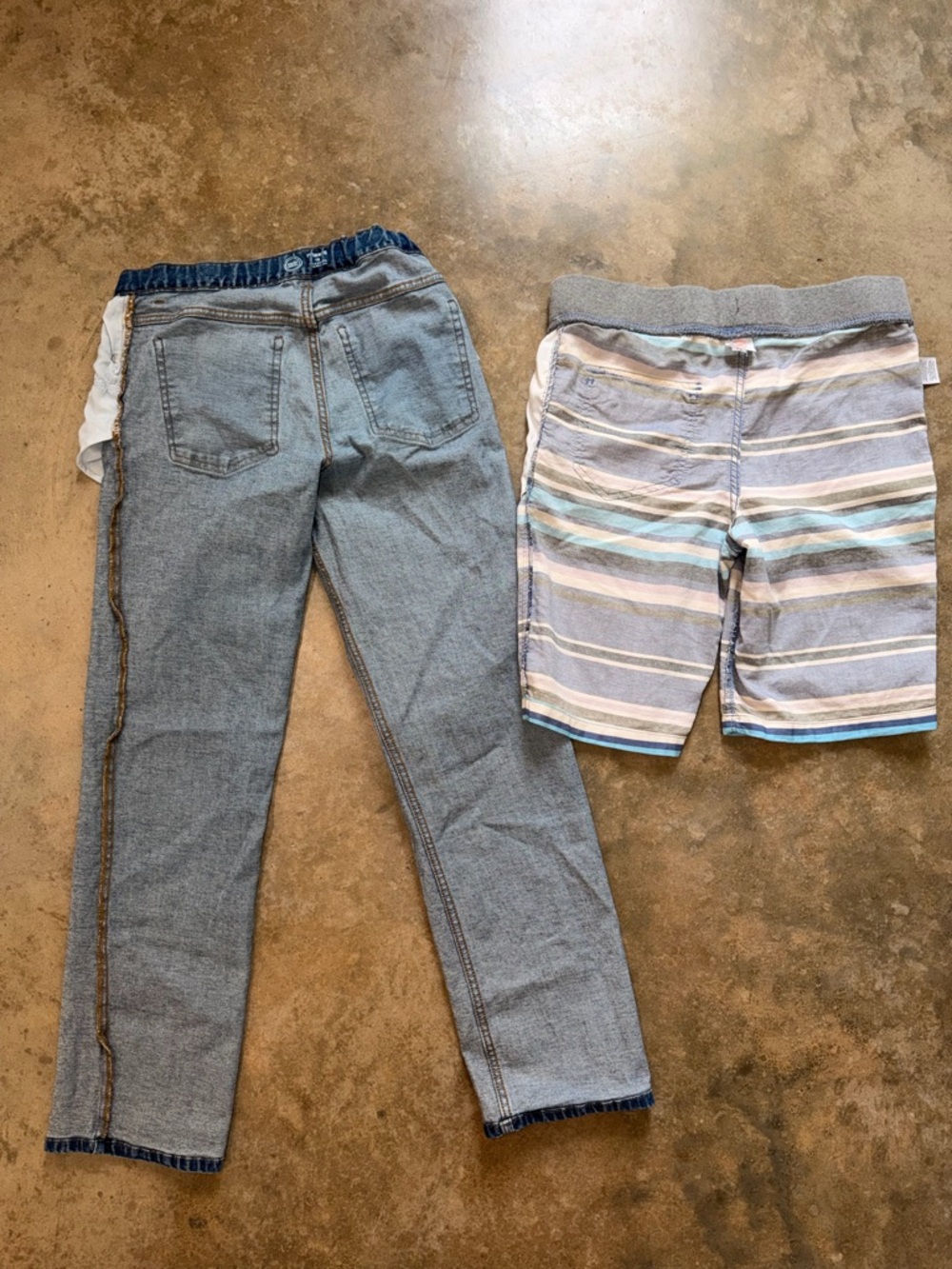 Boys Bundle - Blue Striped Shorts and Adjustable Waist Denim Jeans - Size XL - Picture 8 of 13